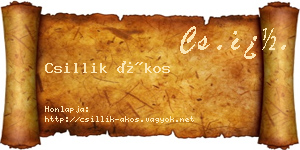 Csillik Ákos névjegykártya
